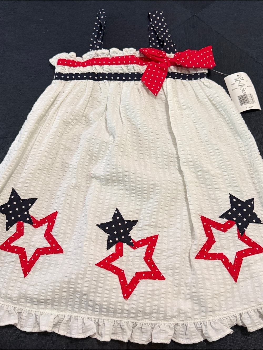 Sophie Rose Patriotic Stars Seersucker Dress Size 3T